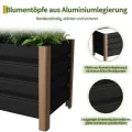 Hochbeet aus Aluminium 100x40x45 cm – Wetterfester Pflanzkasten mit Drainagelöchern, Tiefe Ausführung, Abgerundete Ecken & Anti-Schnitt-Kanten – Robust & Rostfrei für Terrasse, Balkon, Garten, Grau - Thumbnail 3