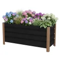 Hochbeet aus Aluminium 100x40x45 cm – Wetterfester Pflanzkasten mit Drainagelöchern, Tiefe Ausführung, Abgerundete Ecken & Anti-Schnitt-Kanten – Robust & Rostfrei für Terrasse, Balkon, Garten, Grau - Thumbnail 1