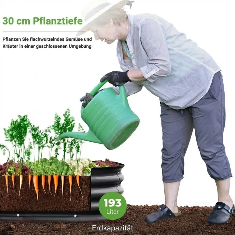 Hochbeet aus verzinktem Stahl in Schwarz – Bodenloses Gartenbeet für Gemüse, Kräuter & Blumen – Rostbeständiger Pflanzkasten mit Sicherheitskanten – Stabil, Witterungsbeständig & Einfache Montage – Bild 2