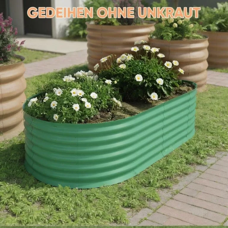 Verzinktes Metall Hochbeet Hoch – Rostbeständiges Gartenhochbeet für Gemüse, Kräuter & Blumen – Robuster Pflanzkasten für Garten, Terrasse oder Rasen – Wetterfest & Einfache Montage, Grün – Bild 6