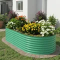 Verzinktes Metall Hochbeet Hoch – Rostbeständiges Gartenhochbeet für Gemüse, Kräuter & Blumen – Robuster Pflanzkasten für Garten, Terrasse oder Rasen – Wetterfest & Einfache Montage, Grün - Thumbnail 7
