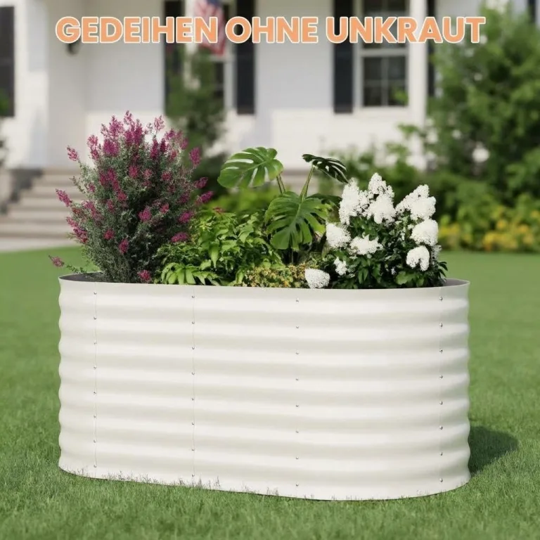 Verzinktes Metall Hochbeet Hoch – Rostbeständiges Gartenhochbeet für Gemüse, Kräuter & Blumen – Robuster Pflanzkasten für Garten, Terrasse oder Rasen – Wetterfest & Einfache Montage, Beige – Bild 5