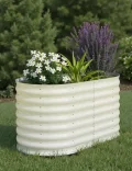 Verzinktes Metall Hochbeet Hoch – Rostbeständiges Gartenhochbeet für Gemüse, Kräuter & Blumen – Robuster Pflanzkasten für Garten, Terrasse oder Rasen – Wetterfest & Einfache Montage, Beige - Thumbnail 2
