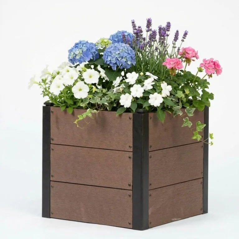 Holz Hochbeet 49x49x45 cm - Rechteckiger Outdoor Pflanzkasten mit Boden, Großes Erhöhtes Gartenbeet für Gemüse, Kräuter und Blumen, Ideal für Terrasse, Garten & Balkon – Bild 1