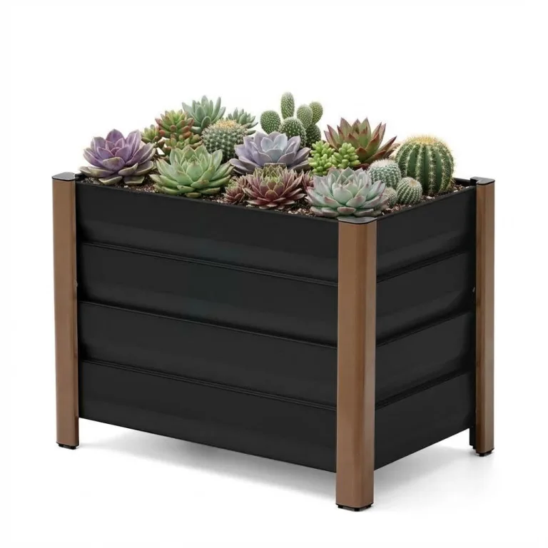 Hochbeet aus Aluminium 60x40x45 cm – Wetterfester Pflanzkasten mit Drainagelöchern, Tiefe Ausführung, Abgerundete Ecken & Anti-Schnitt-Kanten – Robust & Rostfrei für Terrasse, Balkon, Garten, Grau – Bild 1