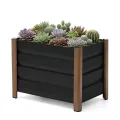 Hochbeet aus Aluminium 60x40x45 cm – Wetterfester Pflanzkasten mit Drainagelöchern, Tiefe Ausführung, Abgerundete Ecken & Anti-Schnitt-Kanten – Robust & Rostfrei für Terrasse, Balkon, Garten, Grau - Thumbnail 1