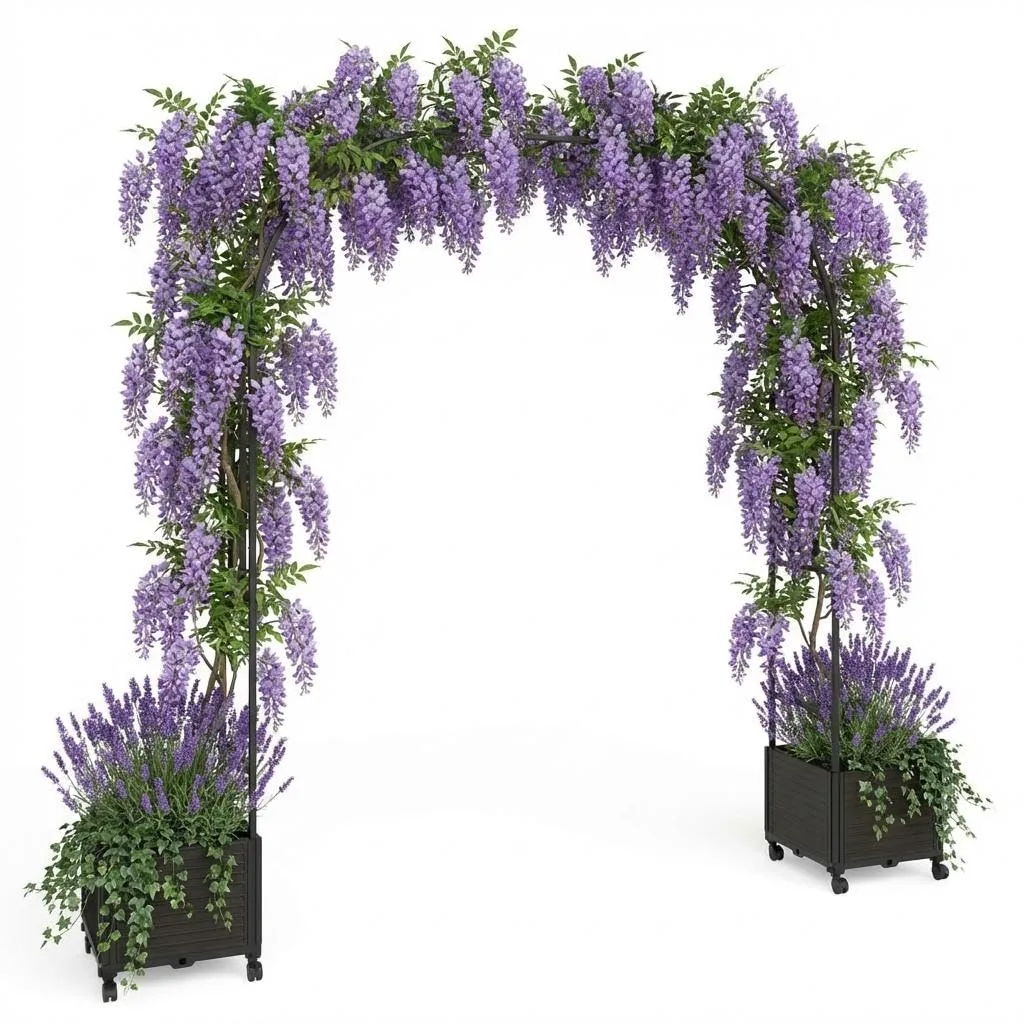 Gartenbogen Rankhilfe aus Metall für Kletterpflanzen – Stabiler Rosenbogen Garten, Rankbogen für Rosen, Clematis & Gemüse – Hochzeitsbogen, Ballonbogen, Foto Hintergrund für Party & Hochbeet, 180cm - Bild 1