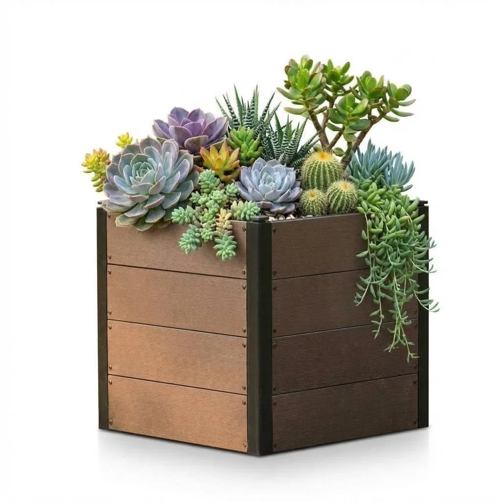 Holz Hochbeet 64x64x60 cm - Rechteckiger Outdoor Pflanzkasten mit Boden, Großes Erhöhtes Gartenbeet für Gemüse, Kräuter und Blumen, Ideal für Terrasse, Garten & Balkon - Bild 1