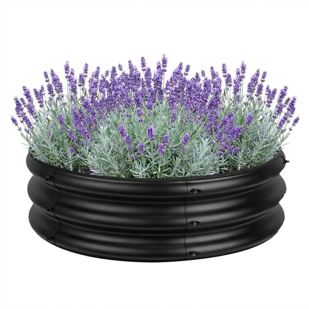 Rundes Hochbeet aus verzinktem Metall – rostfrei, abgerundete Kanten, offener Boden, stabile und leicht montierbare Pflanzwanne für Gemüse, Blumen & Kräuter – für Terrasse, Balkon & Rasen, 107x20cm - Bild 1