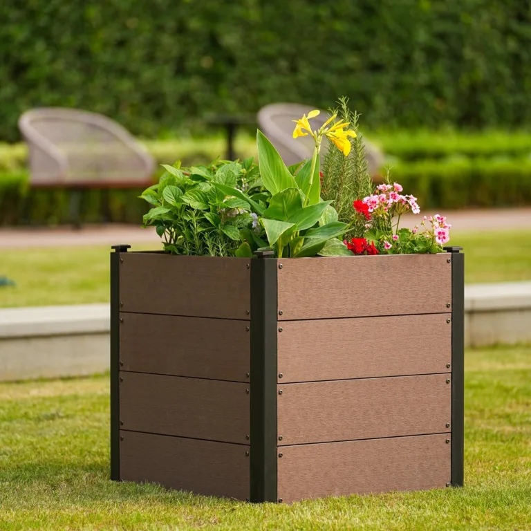 Holz Hochbeet 64x64x60 cm - Rechteckiger Outdoor Pflanzkasten ohne Boden, Großes Erhöhtes Gartenbeet für Gemüse, Kräuter und Blumen, Ideal für Terrasse, Garten & Balkon – Bild 5