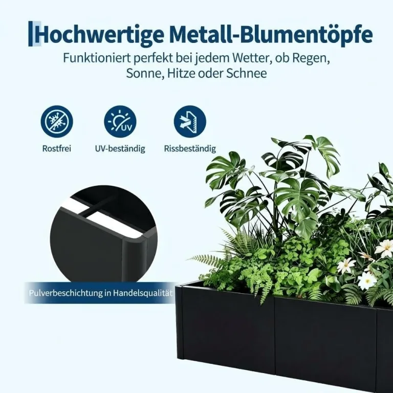 Großes rechteckiges Hochbeet aus Stahl – Robuster Pflanzkasten ohne Boden für Garten, Terrasse & Balkon, langlebig & vielseitig für Gemüse, Blumen und Kräuter, 136x52x30cm – Bild 3