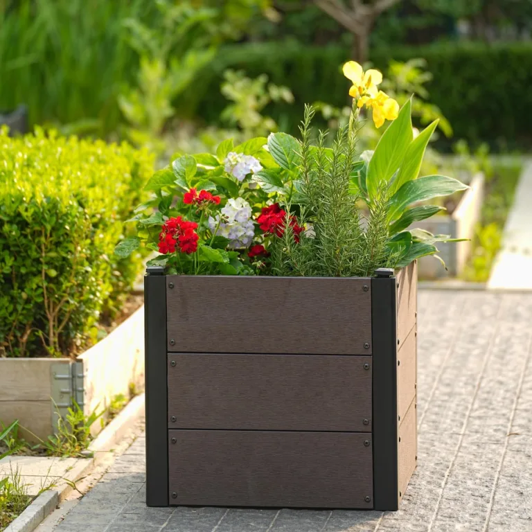 Holz Hochbeet 49x49x45 cm - Rechteckiger Outdoor Pflanzkasten ohne Boden, Großes Erhöhtes Gartenbeet für Gemüse, Kräuter und Blumen, Ideal für Terrasse, Garten & Balkon – Bild 5