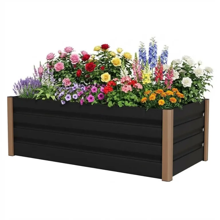 Hochbeet Aluminium mit Offenem Boden, Großer Rostfreier Pflanzkasten mit Abgerundeten Ecken, Tiefes Beet für Gemüse, Blumen und Kräuter, Grau, 200x80x40cm – Bild 1
