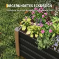 Hochbeet Aluminium mit Offenem Boden, Großer Rostfreier Pflanzkasten mit Abgerundeten Ecken, Tiefes Beet für Gemüse, Blumen und Kräuter, Grau, 200x80x40cm - Thumbnail 7