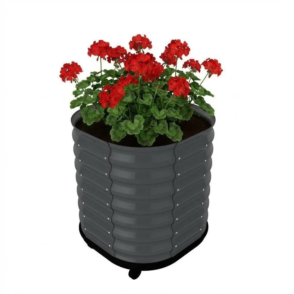Verzinktes Hochbeet mit Rollen und Selbstbewässerungssystem, mobiler Pflanzkasten aus Metall mit Wasserreservoir für Balkon, Terrasse & Garten, ideal für Gemüse, Kräuter und Blumen, 60x60x70cm, Grau - Bild 1