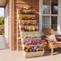COSTWAY vertikales Hochbeet mit 8 Etagen, Blumenbeet aus Tannenholz, Vertikalbeet mit Pflanzkästen, Blumentreppe Gartenbeet Holz, Blumenkasten für Terrasse Balkon Garten (Natur) - Thumbnail 2