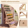 COSTWAY vertikales Hochbeet mit 8 Etagen, Blumenbeet aus Tannenholz, Vertikalbeet mit Pflanzkästen, Blumentreppe Gartenbeet Holz, Blumenkasten für Terrasse Balkon Garten (Natur) - Thumbnail 4
