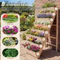 COSTWAY vertikales Hochbeet mit 8 Etagen, Blumenbeet aus Tannenholz, Vertikalbeet mit Pflanzkästen, Blumentreppe Gartenbeet Holz, Blumenkasten für Terrasse Balkon Garten (Natur) - Thumbnail 5
