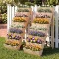 COSTWAY vertikales Hochbeet mit 8 Etagen, Blumenbeet aus Tannenholz, Vertikalbeet mit Pflanzkästen, Blumentreppe Gartenbeet Holz, Blumenkasten für Terrasse Balkon Garten (Natur) - Thumbnail 8
