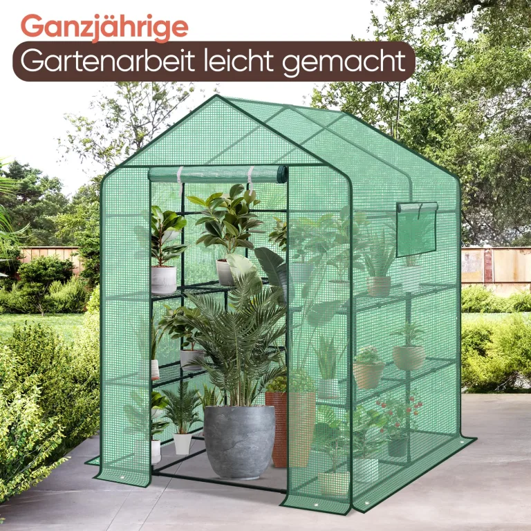 Sekey Gewächshaus 200x145x145 cm, Foliengewächshaus Stabil, Gewächshaus Balkon mit 10 Regalböden für optimales Pflanzenwachstum, Pflanzengrün, XXL – Bild 7