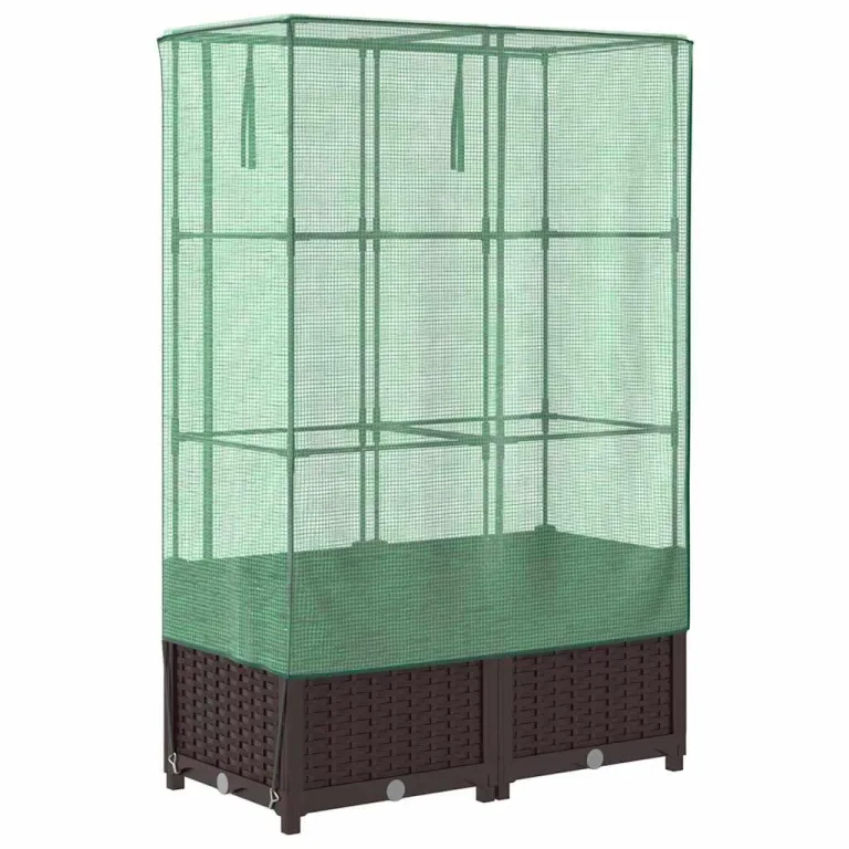 Hochbeet mit Gewächshaus Aufsatz 80x40x138 cm Rattan Optik Frühbeet für Tomaten Gemüse Kräuter, Stabiles PP Beet mit Eisenrahmen & Wasserdichter Abdeckung für Garten Balkon Terrasse – Bild 6
