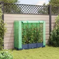 Hochbeet mit Gewächshausabdeckung 120x40x123 cm Rattanoptik, Stabiles PP Beet mit Eisenrahmen & Wasserdichter PE Abdeckung für Garten, Balkon, Terrasse, Gemüse und Kräuter - Thumbnail 3