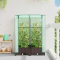 Hochbeet mit Gewächshaus Aufsatz 80x40x123 cm Rattan Optik Frühbeet für Tomaten Gemüse Kräuter, Stabiles PP Beet mit Eisenrahmen & Wasserdichter PE Abdeckung für Garten Balkon Terrasse - Thumbnail 3