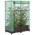Hochbeet mit Gewächshaus Aufsatz 80x40x123 cm Rattan Optik Frühbeet für Tomaten Gemüse Kräuter, Stabiles PP Beet mit Eisenrahmen & Wasserdichter PE Abdeckung für Garten Balkon Terrasse - Thumbnail 1
