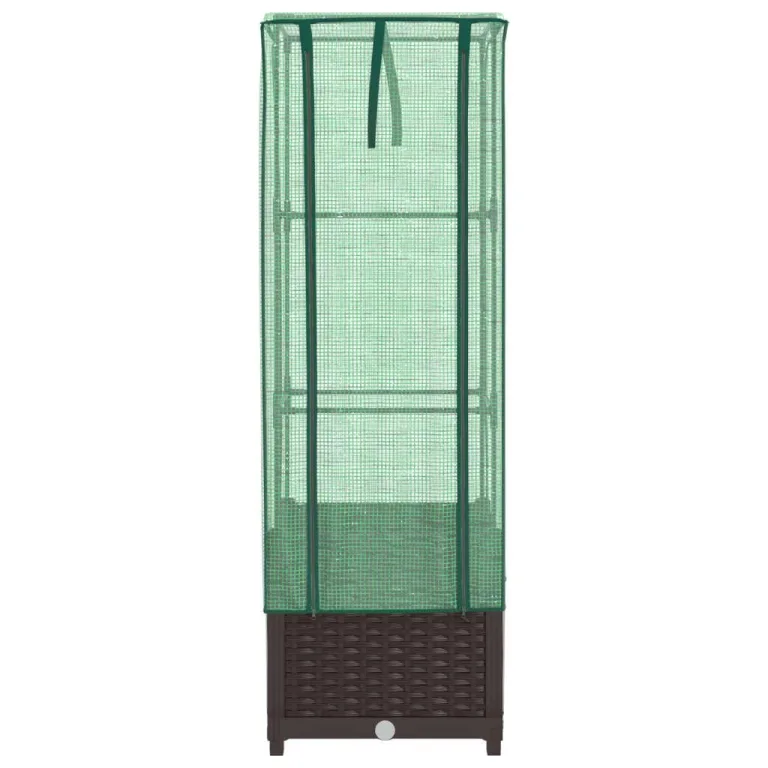 Hochbeet mit Gewächshaus Frühbeet Aufsatz Rattan Optik 40x40x139 cm für Tomaten Gemüse Kräuter, Stabiles PP Beet mit Eisenrahmen & Wasserdichter Abdeckung für Garten Balkon Terrasse – Bild 4
