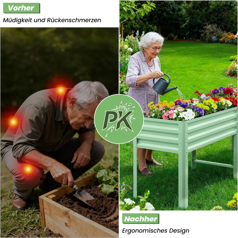 Hochbeet aus Metall, Verzinkter Stahl Rostfrei, 226x60x80 cm Hochbeet für Garten, Terrasse & Balkon, Pflanzkasten für Gemüse, Kräuter und Blumen, Langlebiges Pflanzbeet – Bild 3
