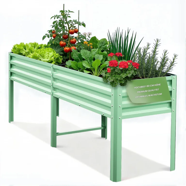 Hochbeet aus Metall, Verzinkter Stahl Rostfrei, 226x60x80 cm Hochbeet für Garten, Terrasse & Balkon, Pflanzkasten für Gemüse, Kräuter und Blumen, Langlebiges Pflanzbeet – Bild 1