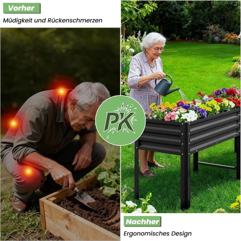 Hochbeet aus Metall, Verzinkter Stahl Rostfrei, 226x60x80 cm Hochbeet für Garten, Terrasse & Balkon, Pflanzkasten für Gemüse, Kräuter und Blumen, Langlebiges Pflanzbeet – Bild 3