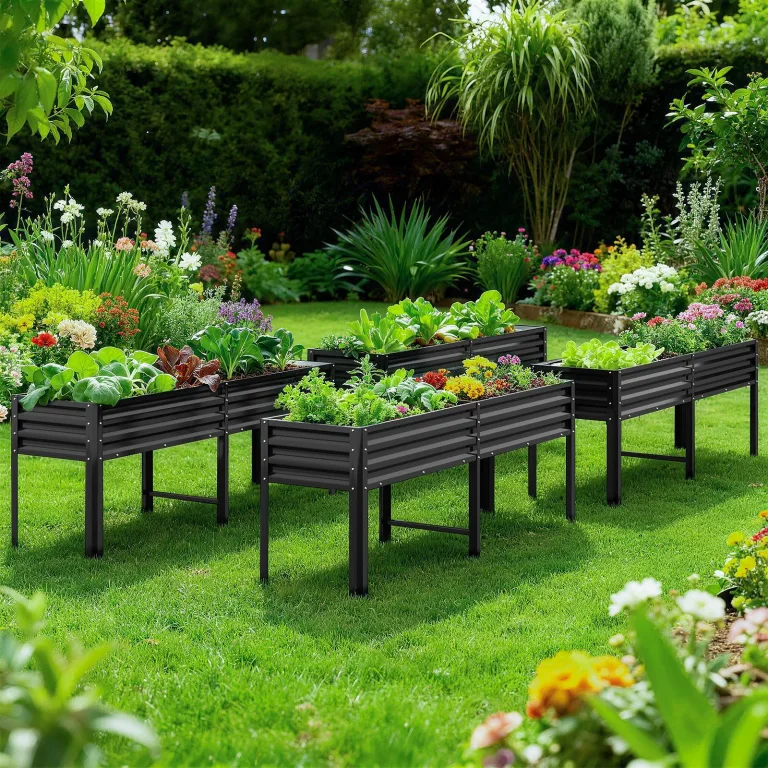 Hochbeet aus Metall, Verzinkter Stahl Rostfrei, 226x60x80 cm Hochbeet für Garten, Terrasse & Balkon, Pflanzkasten für Gemüse, Kräuter und Blumen, Langlebiges Pflanzbeet – Bild 7