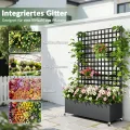 Hochbeet mit Sichtschutz 33cm tief | Metall Pflanzkasten mit Rankgitter & Rollen, wetterfest rostfrei, freistehend für Blumen, Kletterpflanzen, Tomaten, Garten Balkon Terrasse Privatsphäre(2 Stücke) - Thumbnail 4