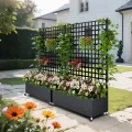 Hochbeet mit Sichtschutz 33cm tief | Metall Pflanzkasten mit Rankgitter & Rollen, wetterfest rostfrei, freistehend für Blumen, Kletterpflanzen, Tomaten, Garten Balkon Terrasse Privatsphäre(2 Stücke) - Thumbnail 1