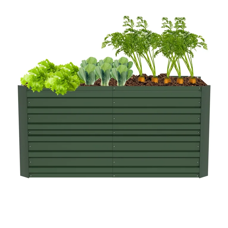 Metall Hochbeet Rechteckig 300x120x58 cm, stabil & rostfrei, wetterfest, langlebiges Gartenbeet für Gemüse, Kräuter & Blumen, Balkon & Terrasse – Silber – Bild 10