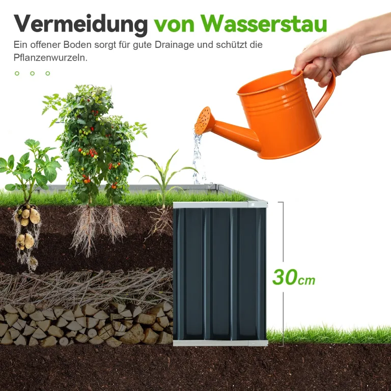 KING BIRD Hochbeet Metall 174x90x30cm,Pflanzkübel Blumenkasten mit 8 T Etiketten&Handschuhen,Pflanzkasten für Garten,DunkelGrau – Bild 7