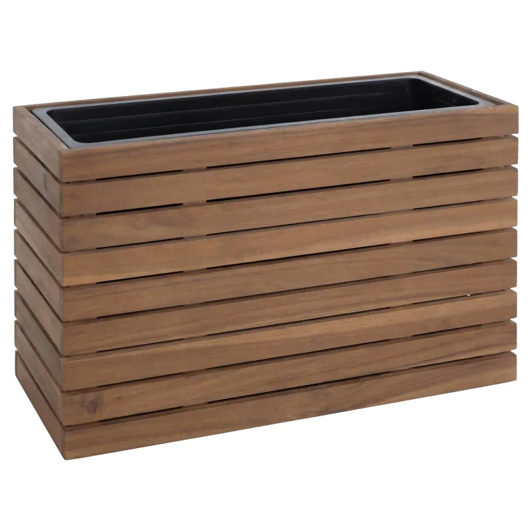 Mendler Pflanzkasten HWC-L21, Pflanzkübel Blumentopf Hochbeet, eckig 41x63x23cm Outdoor Akazie Holz FSC®-Zertifiziert - Hellbraun – Bild 4