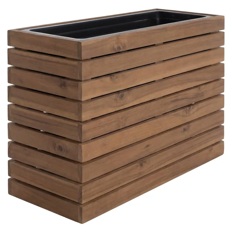 Mendler Pflanzkasten HWC-L21, Pflanzkübel Blumentopf Hochbeet, eckig 41x63x23cm Outdoor Akazie Holz FSC®-Zertifiziert - Hellbraun – Bild 7