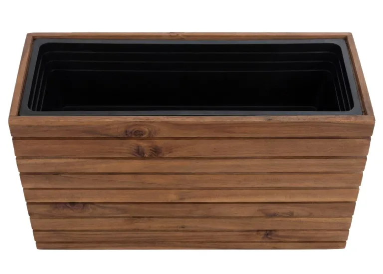 Mendler Pflanzkasten HWC-L21, Pflanzkübel Blumentopf Hochbeet, eckig 41x63x23cm Outdoor Akazie Holz FSC®-Zertifiziert - Hellbraun – Bild 8