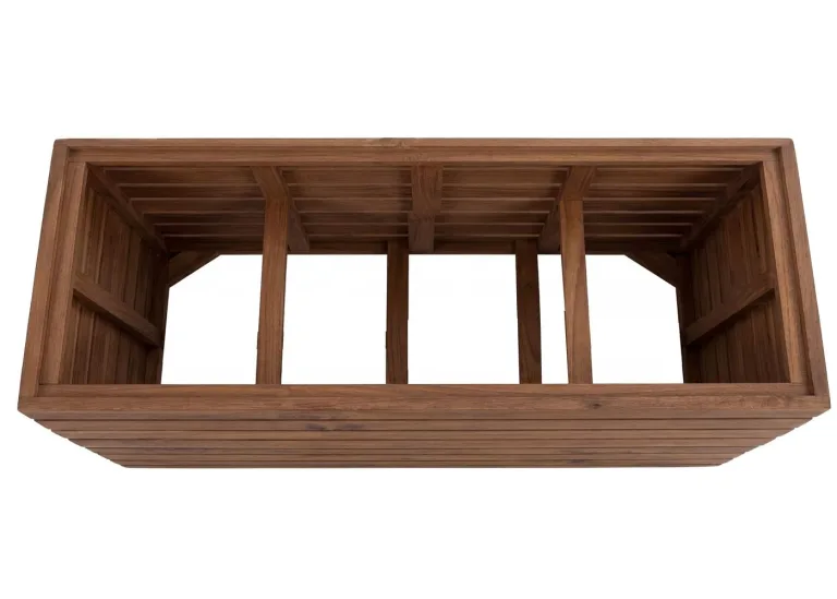 Mendler Pflanzkasten HWC-L21, Pflanzkübel Blumentopf Hochbeet, eckig 41x63x23cm Outdoor Akazie Holz FSC®-Zertifiziert - Hellbraun – Bild 9