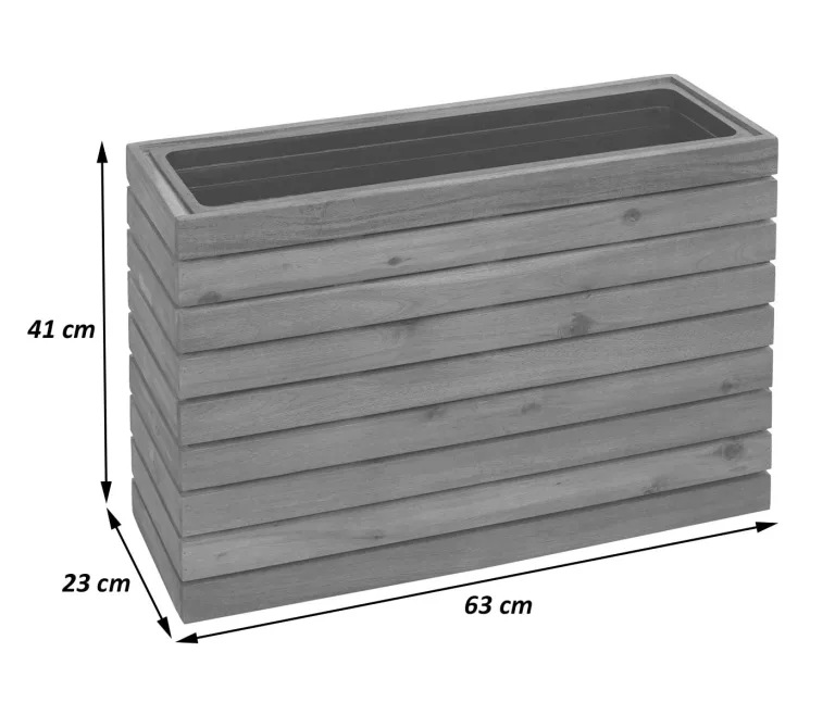 Mendler Pflanzkasten HWC-L21, Pflanzkübel Blumentopf Hochbeet, eckig 41x63x23cm Outdoor Akazie Holz FSC®-Zertifiziert - schwarz – Bild 3
