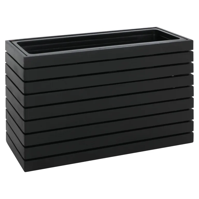 Mendler Pflanzkasten HWC-L21, Pflanzkübel Blumentopf Hochbeet, eckig 41x63x23cm Outdoor Akazie Holz FSC®-Zertifiziert - schwarz – Bild 4