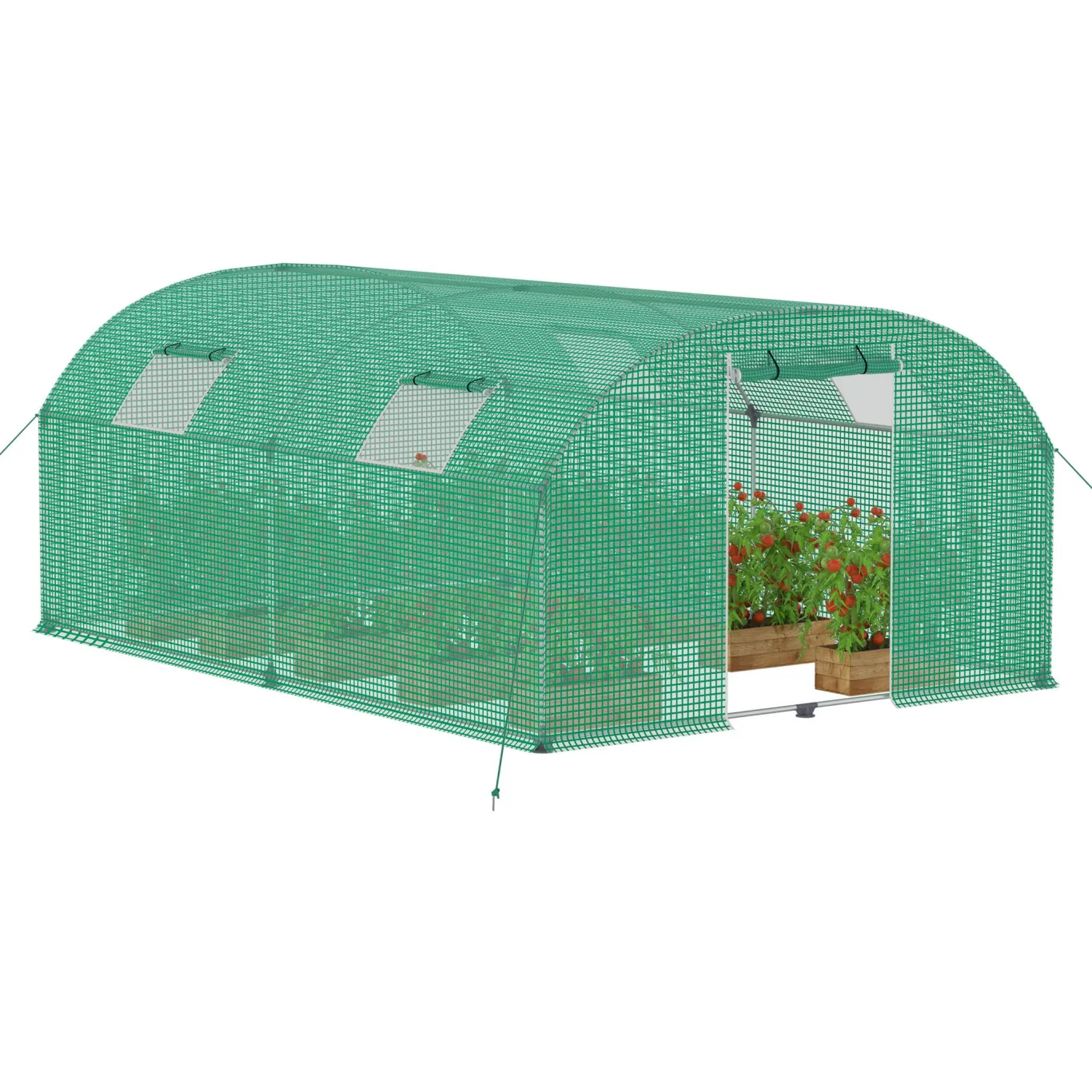 Gewächshaus 3x4 m begehbar, Foliengewächshaus mit 4 Fenstern & Tür, stabiles Stahlgestell, HDPE/LDPE Abdeckung, Tomatengewächshaus für Garten & Gemüseanbau - Bild 1