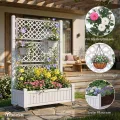 YITAHOME Hochbeete mit Rankgitter, Garten-Rankgitter mit Rädern, 108,5 x 44 x 155 cm, Drainagelöcher und Stopfen für Kletterpflanzen, erhöhter Übertopf hält 6,8 kg für Gemüse, Blumen, Obst (weiß) - Thumbnail 4