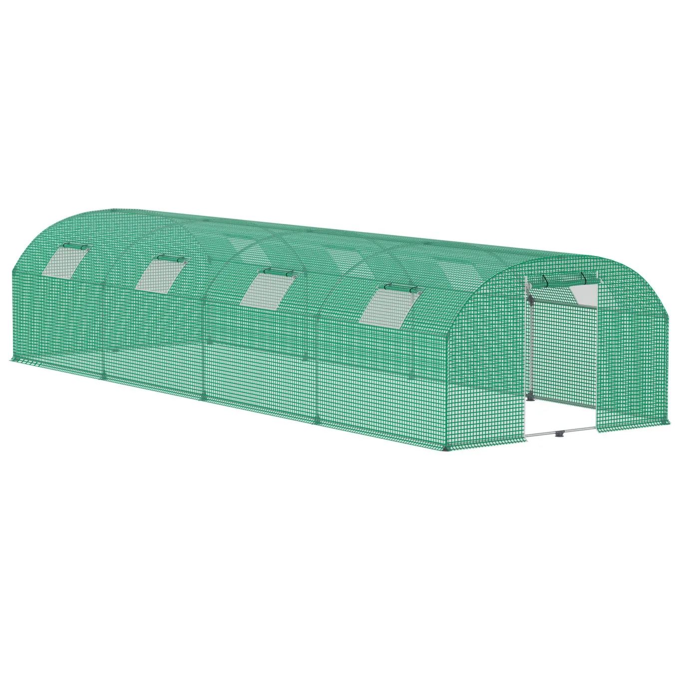 Gewächshaus 3x8 m extra groß, Foliengewächshaus mit 8 Fenstern & Tür, stabiles Stahlgestell, wetterfest & UV-beständig, Gewächshaus für Garten Pflanzen - Bild 1