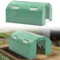 Gewächshaus Foliengewächshaus 3 × 6 m - 18 m² mit Verzinktrohrfundament inkl. Erdanker & 4 Aufrollbare Fenster mit Moskitonetz & 140 g/m² UV-beständig Tomatengewächshaus Greenhouse - Thumbnail 9