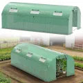 Gewächshaus Foliengewächshaus 3 × 6 m - 18 m² mit Verzinktrohrfundament inkl. Erdanker & 4 Aufrollbare Fenster mit Moskitonetz & 140 g/m² UV-beständig Tomatengewächshaus Greenhouse - Thumbnail 1