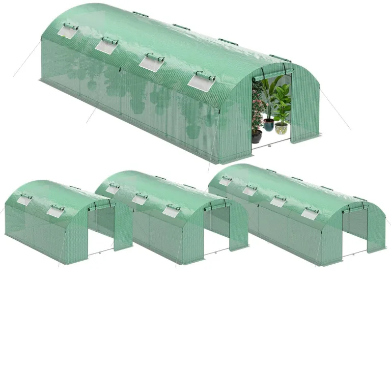 Gewächshaus Foliengewächshaus mit Verzinktrohrfundament 3 × 4 m - 12 m² inkl. Erdanker & 4 Aufrollbare Fenster mit Moskitonetz & 140 g/m² UV-beständig Tomatengewächshaus Greenhouse – Bild 8