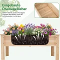 COSTWAY Hochbeet aus Holz, Pflanzbeet für Kinder, 119x45x51cm, Pflanztrog bis 100 kg, Blumenkübel mit Ablauflöchern & L-Beinen, Kräuterbeet rechteckig, Anzuchtbeet Garten Terrasse Balkon, Natur - Thumbnail 4